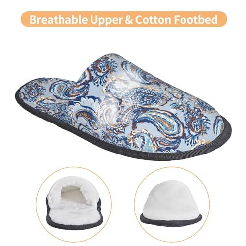 Paisley Floral Branches Print House Slippers For Women And Men,Soft Slippers With Memory Foam,Non-Slip Indoor Home Shoes3