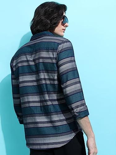 Image of KETCH Men Slim Fit Striped Full Sleeve Shirt