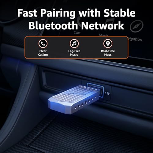 Image of Amazon Basics 2-in-1 Wireless Car Receiver, Converts Wired Auto Android & CarPlay to Wireless, Bluetooth Connectivity, Only for Cars with OEM Installed Wired Android Auto /CarPlay