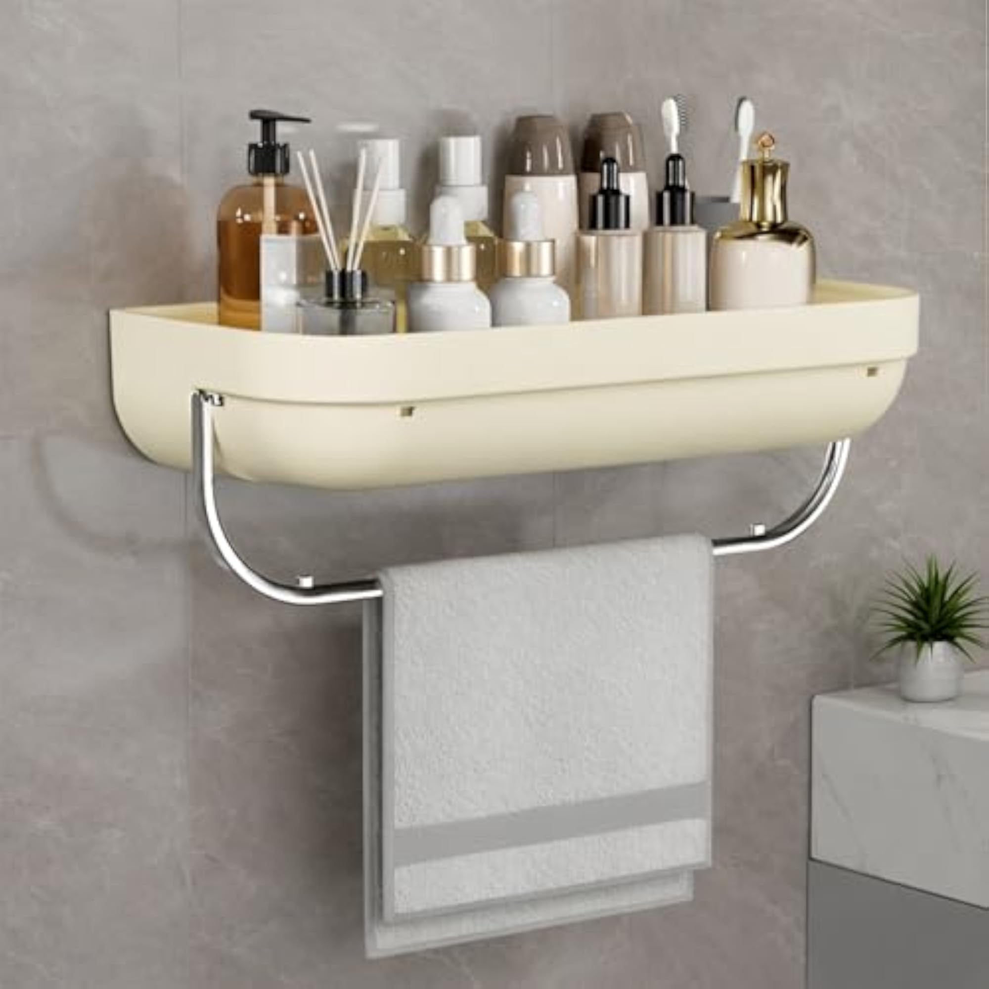 Self Adhesive Luxury Bathroom Shelf, Cream