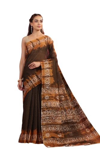 Image of TAMAIRA FASHION Mulmul Pure Cotton Saree For Woman Batik Printed|Office Wear Daily Wear Sarees For Women Without Blouse Piece (Available in 13 Colours)