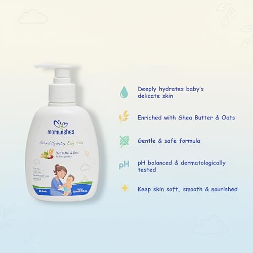 Image of Ayurvedic Natural Hydrating Baby Lotion for Babies & Kids | With Sweet Almond Oil, Shea Butter, Coconut Oil, Aloe Vera & Chamomile | Non-Greasy, Gentle, Toxin-Free Daily Moisturizer for Soft Baby Skin (200ml)