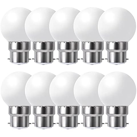 Suncan Bayonet Light Bulb 1W, B22 Small Globe Light Bulb, Warm White 3000K,for Outdoor Garden Patio, Halloween, Christmas, Tree, Fairy Party Night Lights, Non-Dimmable,Pack of 10 Cover