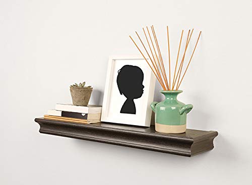 High & Mighty Decorative Floating Shelf Holds Up To 15Lbs Easy Tool-Free Dry Wall Installation, 18", Espresso #TOP5