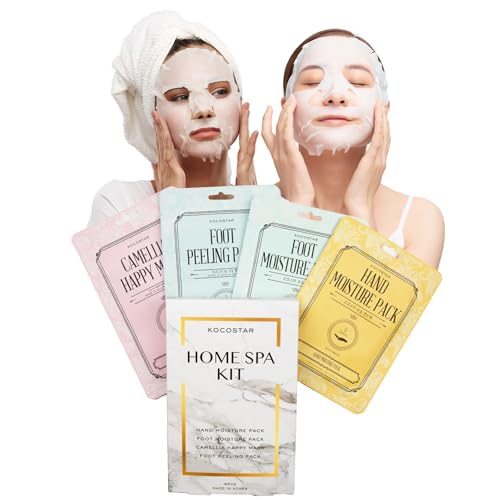 KOCOSTAR Home Spa Kit - Set de spa para el cuidado de la cara, las manos y los pies - Set de bienestar coreano para mujeres - Mimo corporal integral - Regalo de belleza, 4 unidades