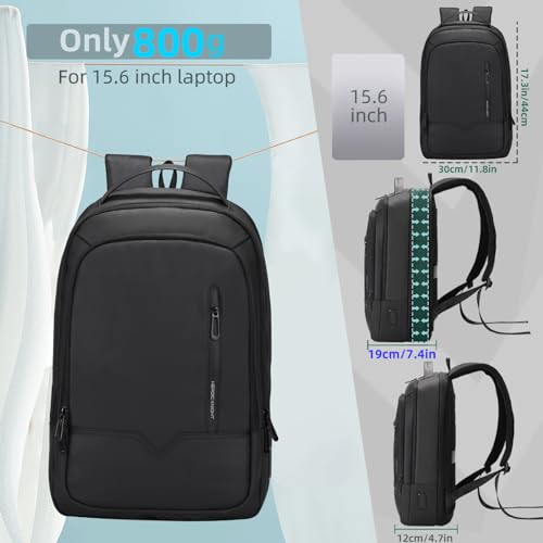 hk Laptop Backpack for Men Expandable Smart Business Backpack with USB Charging Port Water Resistant Anti-theft Lightweight 15.6 Inch Computer Laptop Bag for Office College Commute Travel Work-Black4