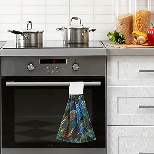 Susiyo Blue Peacocks Hanging Kitchen Towels 2 Pcs Tie Towels Dish Cloth Absorbent Soft Dry Towel Decorative Hanging Hand Towels For Bathroom Laundry Room Housewarming Home Decor #TOP5