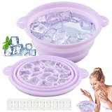 Face Bowl for Ice with Built-in Ice Tray, Collapsible Silicone Facial Face Bath Bowl for Cold Plunge Therap-y, Skin Tightening & Acne Relief, for Home Use,Camping,Travel(COLOR:Purple)