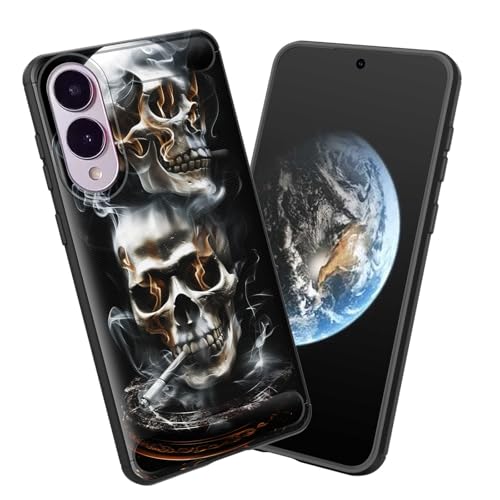 smauncucn for Galaxy S25 Edge Case,Soft TPU Slim Fashion Anti-Fingerprint Non-Slip Protective Phone Case Cover for Samsung Galaxy S25 Edge 6.7 inch 2025,Smoking Skull