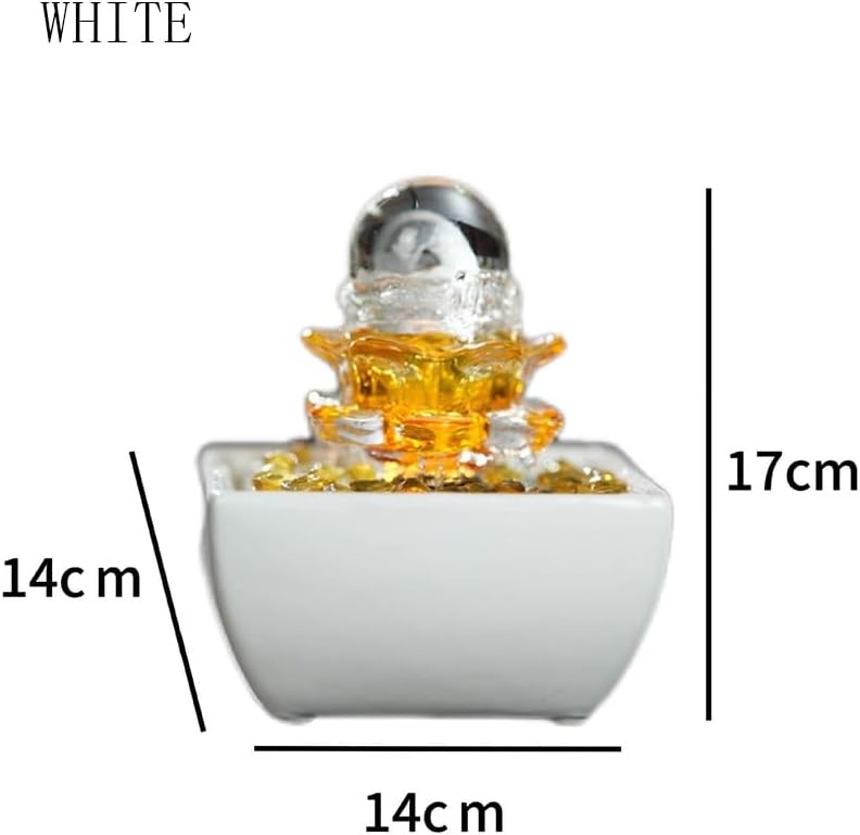 Fountains Decoration Yuanbao Running Water Ornament Small Desktop Fountain Circulating Water Fortune Home Decoration(White)