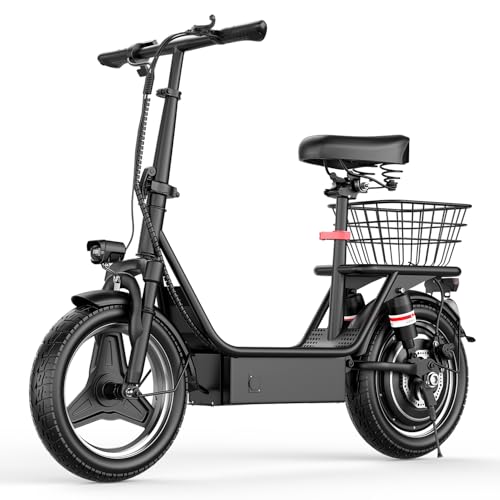 Misodo Electric Scooter for Adults with Seat, 1500W Peak Motor, 45-Mile Range, 25Mph Fast Speed, 48V 13AH Battery, Heavy Duty 300+ lbs, Dual Disc Brake, 10" Off-Road Foldable e Scooter for Tenns