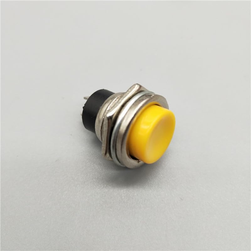 6Pcs 16mm DS-212 Momentary Yellow Push Button Switch 2Pin 6A/125V