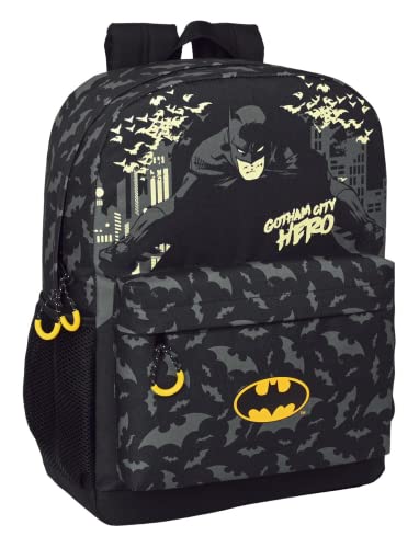 Safta-612269754 Mochila Adapt.A Carro Batman Hero 32X43X14Cm, Color Negro, Estándar (612269754)