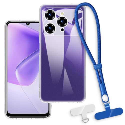 OAGELIM 2-in-1�ی�P�[�X�ƃ��X�g�X�g���b�v Oukitel C6 2025 �Ƃ̌݊������� ���O���\�ȃ��j���[�h�t���d�b�J�o�[�A����~�ߕ����h�~�O���b�v�n���h�� (�N���A + �u���[)