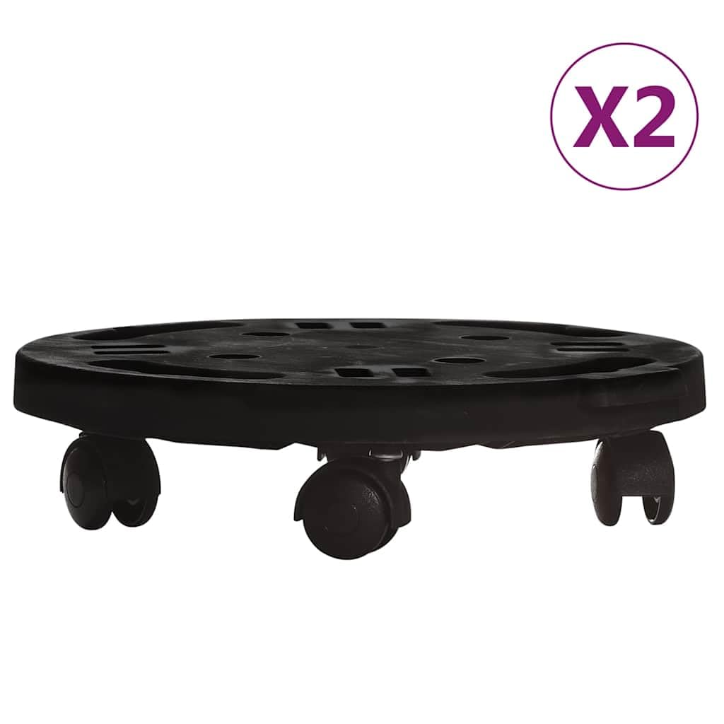 Pflanzenroller 2er Set, 30 cm Durchmesser, Schwarz, 170 kg Tragkraft, aus robustem PP für Gartenarbeit, Pflanzen und Töpfe, ideal für Innen- & Außenbereich