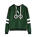 Hanyixue Mujeres Camisetas Manga Larga Varsity Gafas de Harry Potter Encapuchado Camisa de Entrenamiento Sudaderas con Capucha Sweatshirt Tops (M, Verde)