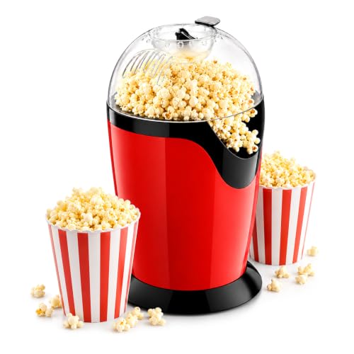 VETOLAKA Máquina de palomitas de maíz: aire caliente 1200 W, máquina de palomitas de maíz casera, saludable y sin aceite, 2 minutos de rápido, para ver películas, Navidad, cumpleaños infantiles