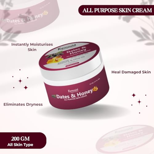 Image of Dates & Honey All Purpose Skin Cream For Dryness,Moisturizing Face & Skin | Skin Brightening & Softening Face Cream For Men Women All Skin Type -200GM