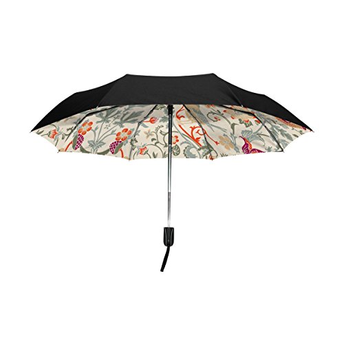 Baihuishop William Morris Flower Windproof Umbrellas Auto Open Close 3 Folding Golf Strong Durable Compact Travel Umbrella Uv Protection Portable Lightweight Easy Carrying And Slip-Proof Handle #TOP1