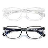 AHXLL Kids Blue Light Blocking Glasses 2 Pack, Anti Eyestrain & UV Protection, Computer Gaming TV Phone Glasses for Boys Girls Age 3-9 (Clear+ Transparent Black)