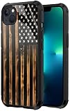 Compatible with iPhone 14/13 Case Classic Wood Grain Old Flag Pattern for Men Boy Girls Rugged TPU S