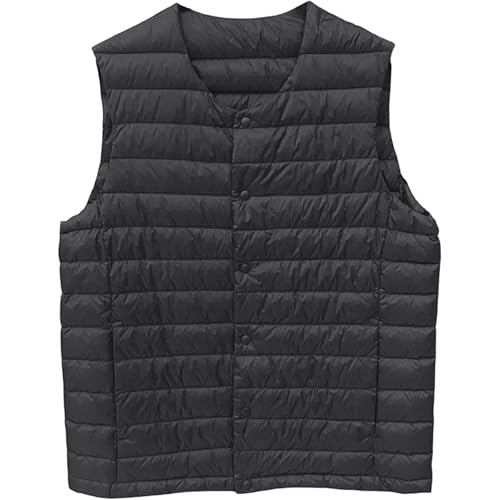 Men's Down Vest Male Collarless Lightweight Puffer Vest Man Winter Warm Quilted Sleeveless Jacket