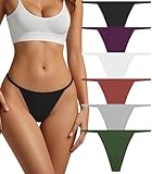 Cotton Thongs for Women G-String Breathable Underwear Low Rise T-back Panties Comfortable Stretch 6 Pack (US, Alpha, X-Large, Regular, Regular, Black/Caramel/Purple/Olive Green/Lavender/Light Grey)