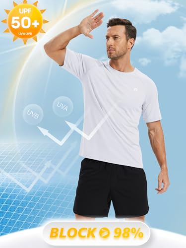Image of PINSPARK Workout Shirts for Men UPF 50+ Quick Dry Athletic Gym Tee Shirts Mens Short Sleeve Running Cooling Swimming T-Shirt