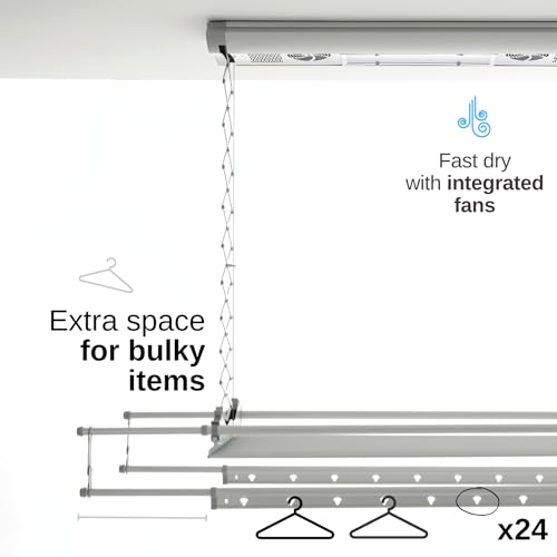 LENDISIY Elektrischer Wäscheständer Deckenmontage - Mit LED Licht & Sterilisation