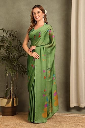 Image of MIRCHI FASHION Women Saree Floral Printed Chiffon | Breathable Lightweight Summer Sari for Office and Daily Use with Unstitched Blouse (Available in 20 Styles)