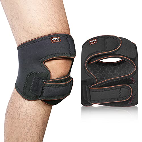 Patellar Tendon Support Strap for Men & Women, VTG SUPPORT Dual Patella Knee Brace Stabilizer, Adjustable Patella Knee Strap for Knee Pain, Meniscus Tear, Arthritis, Running, Jumper, Recovery- M