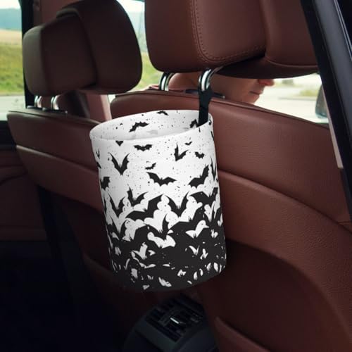 Image of Car Trash Bag Abstract Black Bat Waterproof Trash Small Car Can Portable Collapsible Car Garbage Can Hanging for Back Seat Floor or Hanging Headrest Car Decor Road Trip Essentials