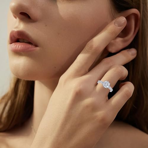 LOVECORE 2CT 925 Sterling SilverRound Cut Cubic Zirconia Classic Faux Diamond Dainty Promise Wedding Ring Engagement Ring for Women for Couples for Her Size 5-94