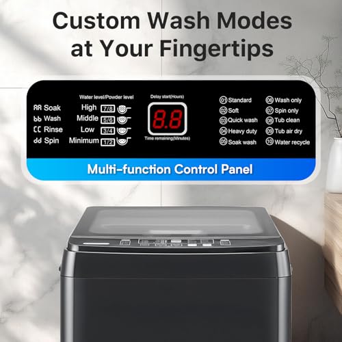 Image of Anypro Washing Machines 27 LBS Full Automatic Clothes Washer and Spinner Combo with 10 Program and 8 Water Level, Laundry Wash Spin Dryer for Apartment RV Dorm, Grey