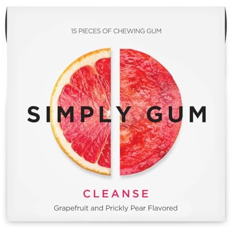 Simply Gum | Cleanse with Grapefruit and Prickly Pear | Plant- Based Chewing Gum | Pack of One (15 Pieces Total) | Synthetic Plastic Free + Aspartame Free + non GMO Cover