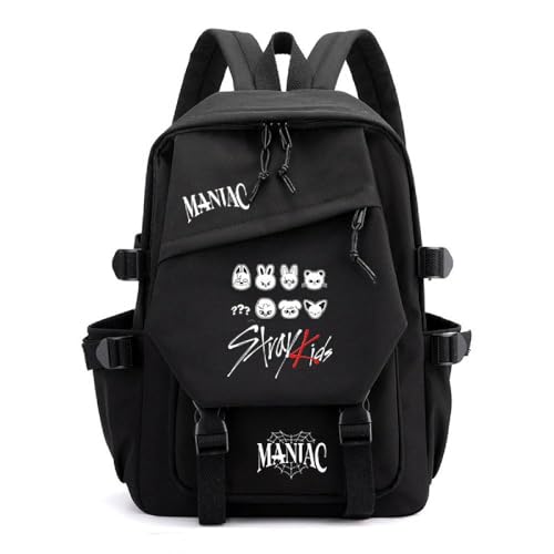 Stray Backpack Skz Schoolbag Casual Travel Laptop Backpack for Stay Fans Gifts (Black3)