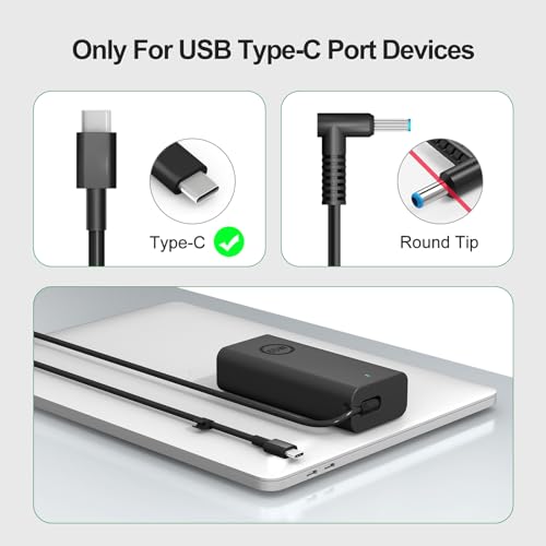 Image of 65W 45W Laptop Charger USB C Compatible with Dell Latitude 5420 5520 5320 5430 5290 7410 7420 XPS 13 9250 9360 9365 9370 9380 9350 9550 Chromebook 5190 Type C AC Adapter