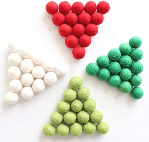 Miniatura 3 de Mini Felt Factory  Felt Ball DIY Christmas Garland Wool 60 Poms 1in Red Green White Seasonal Home Decor  10 Feet String Craft Supplies