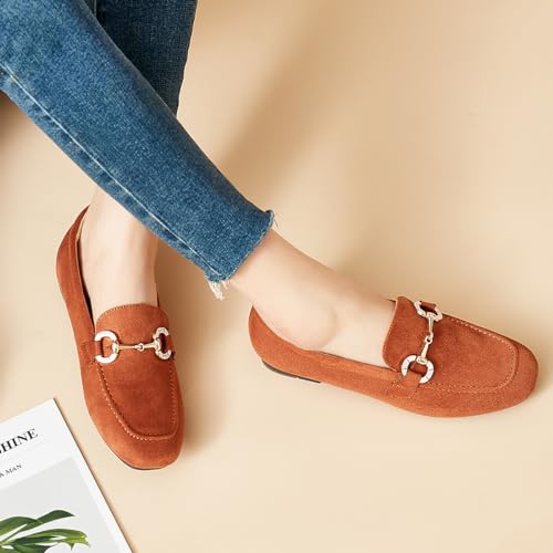 Image of DeYashopin Womens Loafers Shoes Fashion Low Heel Slip on Shoes Comfortable Driving Flats