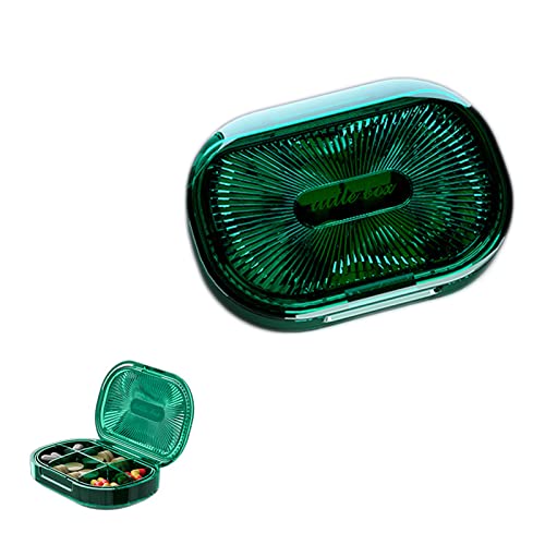 Medicijntablettenbox, groene pillendoos, kleine tablettenbox, vakken, pillendoosje, medicijndoseerder, kunststof medicijnbox, voor reizen en dagelijks gebruik (6 cellen)