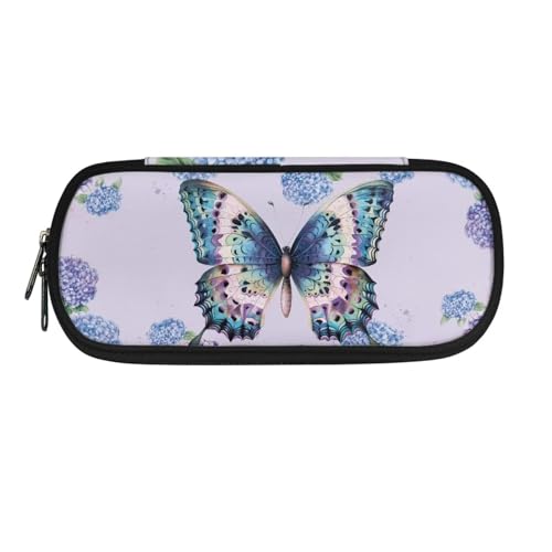 Image of Butterfly Floral Print Pencil Pouch Pen Bag, Pencil Case Stationery Pouch School Daily Storage Bag for Kids Girls Boys Teenagers, Black