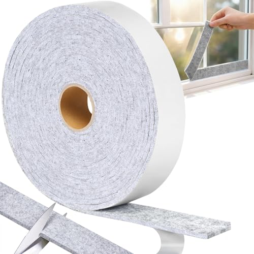 mawmuaw Feutrine Autocollante 6m x 2cm x 0.4cm Rouleau Feutrine Adhesive Gris Absorber la Condensation Patin Feutre Autocollant Peut être Librement Découpé...