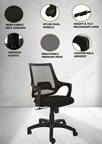Image of NGFC Ergonomic Office Chair for Work from Home & Study | Height Adjustable Mesh Back Revolving Chair with Tilt Lock Mechanism, High-Comfort Seat, and Sturdy Design - Pack of 1