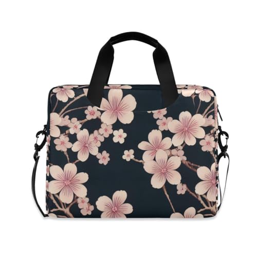 MiaoLD パソコンケース PCケース 和風 桜 花柄 エレガント ブラック ノートPCインナーケース 15.6インチ A4対応 耐衝撃 超強保護 ノートパソコンバッグ ビジネスバッグ レディース メンズ 通勤 通学 出張 手揚げ ショルダー付き 男女兼