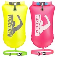 LUXHEIM 2 Pack Schwimmen Boje Schleppschwimmer für Open Water Schwimmen gut sichtbar Schwimmer Dry Bag wasserdicht aufblasbare PVC Schleppschwimmer für Triathlons