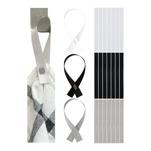 Handtuchaufhänger zum Annähen, 24 Stück, 180 x 12 mm Schlaufen, in Weiß, Grau, Schwarz, Aufhänger Halter für Geschirrhandtuch, Handtuch, Lappen, Tuch, Dekoartikel, Camping Zubehör, Handtuchhalterung