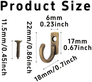 AUXBC 30PCS Bronze Key Hooks, Vintage Wall Mounted Single Hook, Zinc Alloy Small Hooks with Screws for Hanging Keys Jewelry Hat Coat Bag Kitchen Towel Home Decor - 1