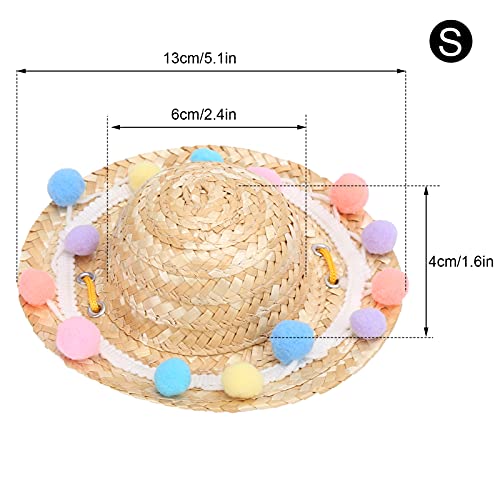 Pssopp Cool Dog Cat Sombrero Hat Funny Dog Sombrero Cat Costume Straw Hat Sun Cap for Small Animals(S) - Image 4