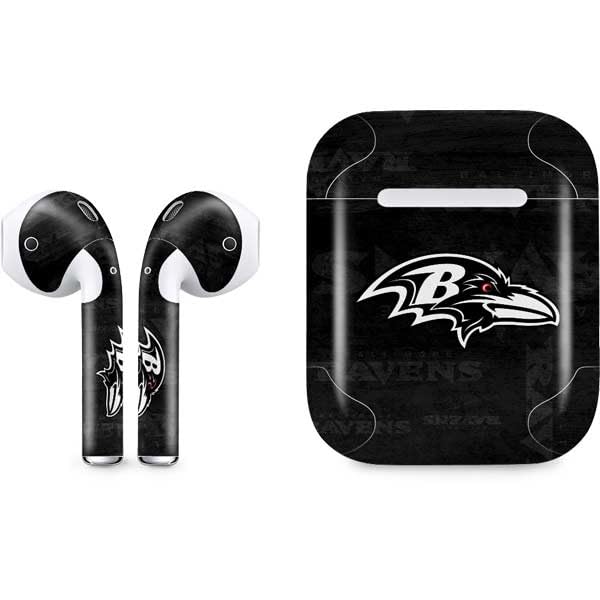 Skinit Decal Audio Skin Compatible with Apple AirPods - Officially Licensed NFL Baltimore Ravens Black & White Design