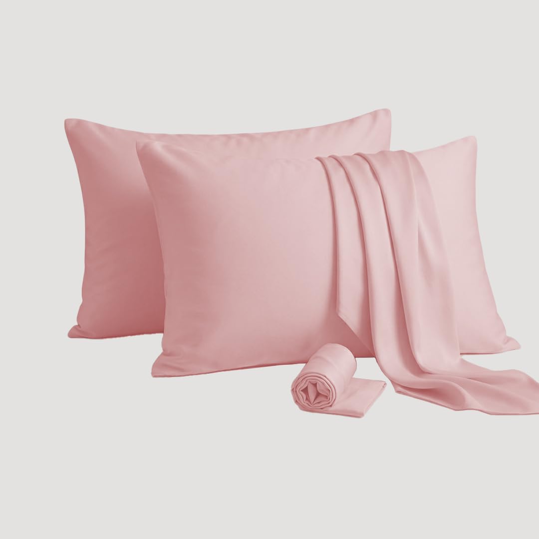 ZIYA HOMES Pillow Cases 2 Pack - Pink Housewife Pillowcases - 200TC Soft Brushed Microfiber Pillow Covers with Envelope Closure (50 x 75 cm)